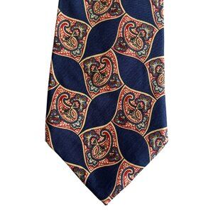Vintage Liberty of London Paisley Silk Mens Tie Blue Made in USA